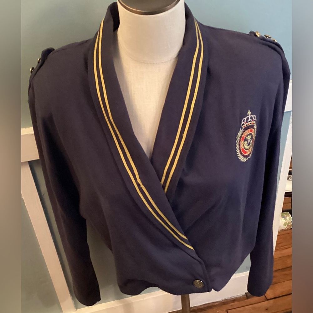 Vintage Roberto Orsini Nautical Navy Blue Embroidered Jacket